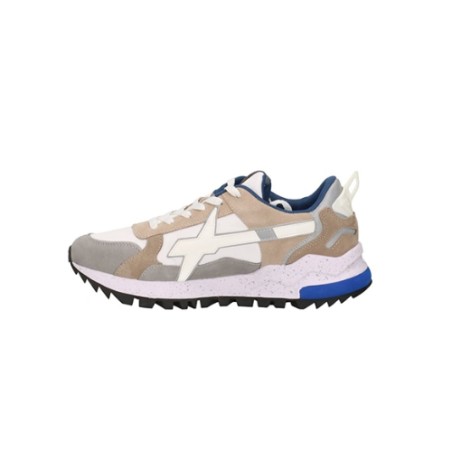 W6YZ 1B31 BREEZE 3-M Sneaker Uomo Stringate in Vero Camoscio Grey White Beige