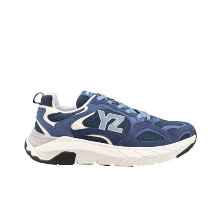 W6YZ 1C44 MARK-M Sneaker Uomo Stringate in Vero Camoscio Navy Blu White