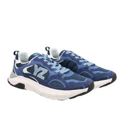 W6YZ 1C44 MARK-M Sneaker Uomo Stringate in Vero Camoscio Navy Blu White 2