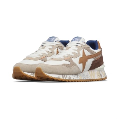 W6YZ 2E01 Just Say Wizz YAK-M Sneaker Uomo Stringate Cream White Brown