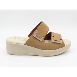 Confosana 5002 Ciabatte Donna Con Doppia Fascia Regolabile Beige/Platino