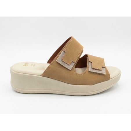 Confosana 5002 Ciabatte Donna Con Doppia Fascia Regolabile Beige/Platino
