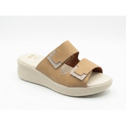 Confosana 5002 Ciabatte Donna Con Doppia Fascia Regolabile Beige/Platino 2