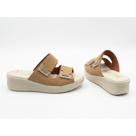 Confosana 5002 Ciabatte Donna Con Doppia Fascia Regolabile Beige/Platino