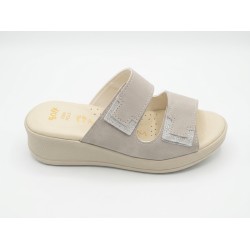 Confosana 5002 Ciabatte Donna Con Doppia Fascia Regolabile Perla/Argento
