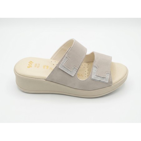 Confosana 5002 Ciabatte Donna Con Doppia Fascia Regolabile Perla/Argento