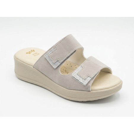 Confosana 5002 Ciabatte Donna Con Doppia Fascia Regolabile Perla/Argento