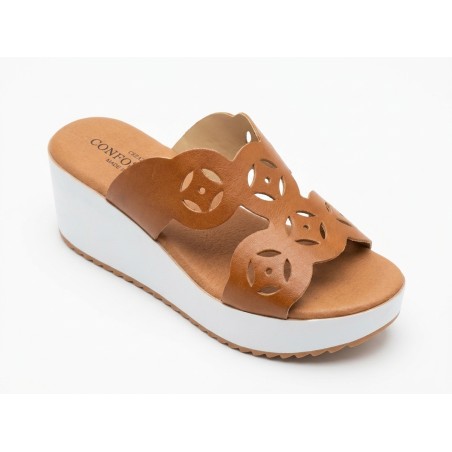 Confosana 4167 Ciabatte Donna Zeppa Cuoio