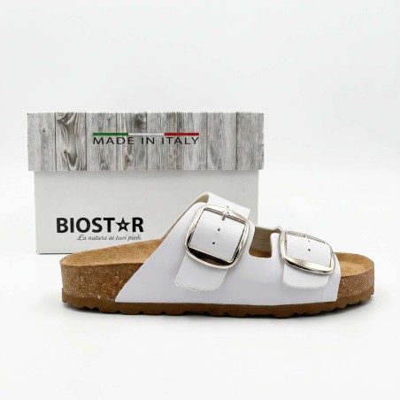 Biostar 1847 205 Ciabatte Donna Con Doppia Fascia con Fibbia Regolabile Bianco