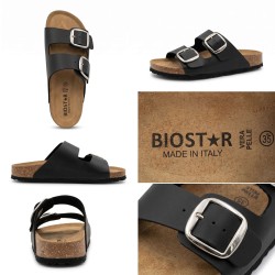 Biostar 1847 205 Ciabatte Donna Con Doppia Fascia con Fibbia Regolabile Nero 2