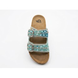 Gold & Gold FY07 Sandali Ciabatta Donna Doppia Fascia Platform con Accessori Verde 2