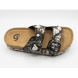 Gold & Gold FY03 Sandali Ciabatta Donna Doppia Fascia Platform con Accessori Black 2