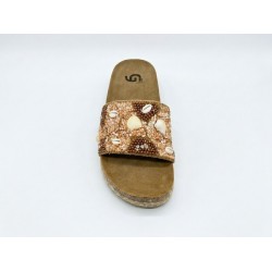 Gold & Gold FY05 Sandali Ciabatta Donna Fascia Larga Platform con Accessori Camel 2