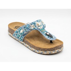 Gold & Gold FY06 Sandali Ciabatta Donna Infradito Platform con Accessori Blu