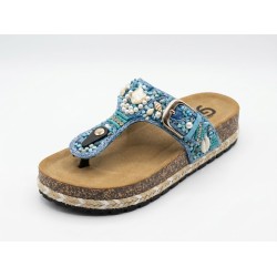 Gold & Gold FY06 Sandali Ciabatta Donna Infradito Platform con Accessori Blu 2