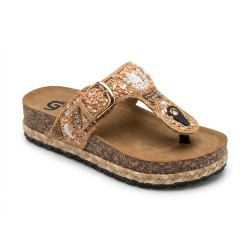 Gold & Gold FY06 Sandali Ciabatta Donna Infradito Platform con Accessori Camel