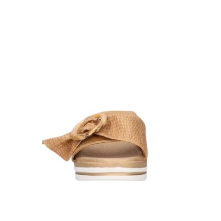 Riposella PINA E WB01BX Ciabatta Sandalo Zeppa Donna con Fascia Larga Biscotto