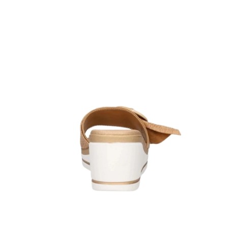 Riposella PINA E WB01BX Ciabatta Sandalo Zeppa Donna con Fascia Larga Biscotto