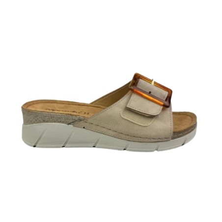 Riposella FRIDA E WB04BX Ciabatta Donna con Fascia Larga Regolabile Beige