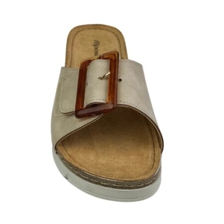 Riposella FRIDA E WB04BX Ciabatta Donna con Fascia Larga Regolabile Beige