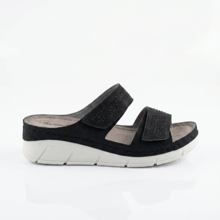 Riposella FRIDA E WC01BX Ciabatta Donna con Doppia Fascia Regolabile Strass Black