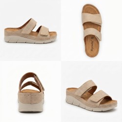 Riposella FRIDA E WC01BX Ciabatta Donna con Doppia Fascia Regolabile Strass Beige 2