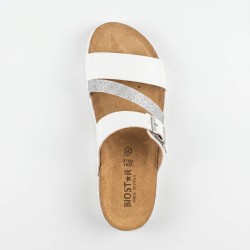 Biostar 17 281 Ciabatte Donna Con Fascia Regolabile Bianco Argento 2