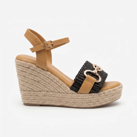 Renato Balestra OU005 Sandali Donna Con Zeppa e Cinturino Black