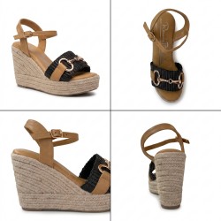 Renato Balestra OU005 Sandali Donna Con Zeppa e Cinturino Black 2