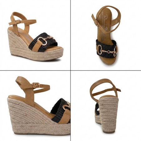 Renato Balestra OU005 Sandali Donna Con Zeppa e Cinturino Black
