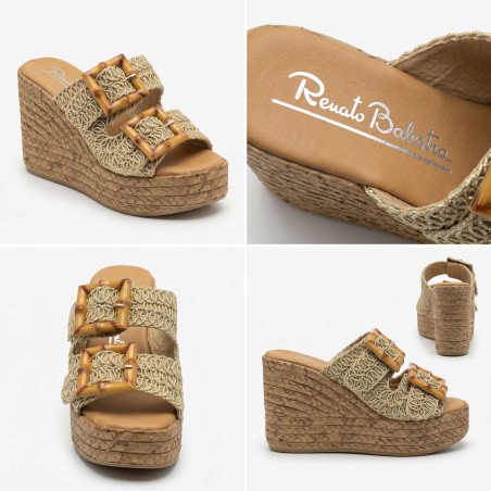 Renato Balestra OU032 Sandali Donna Con Zeppa Beige