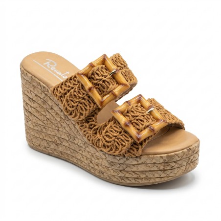 Renato Balestra OU032 Sandali Donna Con Zeppa Khaki