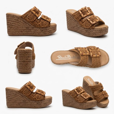 Renato Balestra OU032 Sandali Donna Con Zeppa Khaki