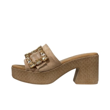 Renato Balestra OU031 Sandali Donna Con Tacco e Plateau Khaki
