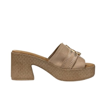 Renato Balestra OU031 Sandali Donna Con Tacco e Plateau Khaki
