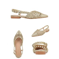 Renato Balestra OU017 Decollette Donna Slingback Black Flat Gold 2