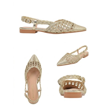 Renato Balestra OU017 Decollette Donna Slingback Black Flat Gold