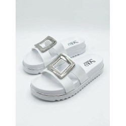 Solo Soprani SSW619N70 EVELYN Ciabatta Donna Con Accessorio Argento Bianco 2