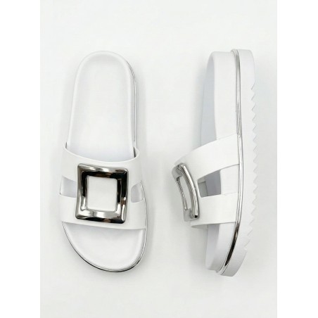 Solo Soprani SSW619N70 EVELYN Ciabatta Donna Con Accessorio Argento Bianco