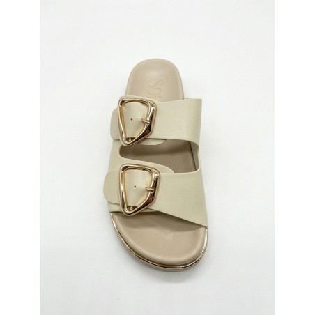 Solo Soprani SSW619N71 SERAPHINE Ciabatta Donna Doppia Fascia Regolabile Beige