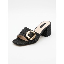 Gattinoni PENNS1623WUA000 NEW SHIRLEY BLOCK Mule Sandali Ciabatta Donna Con Accessorio Nero 2