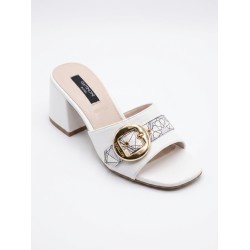 Gattinoni PENNS1623WAT879 NEW SHIRLEY BLOCK Mule Sandali Ciabatta Donna Fascia Regolabile Alabaster