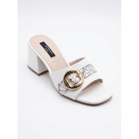 Gattinoni PENNS1623WAT879 NEW SHIRLEY BLOCK Mule Sandali Ciabatta Donna Fascia Regolabile Alabaster