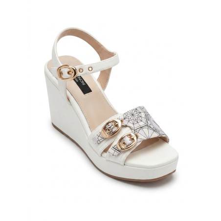 Gattinoni PENNO1637WDNB26 NEOLA WEDGE Sandalo Donna Con Fascia Regolabile Off White