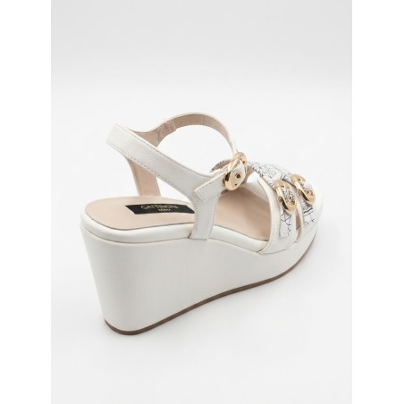 Gattinoni PENNO1637WDNB26 NEOLA WEDGE Sandalo Donna Con Fascia Regolabile Off White