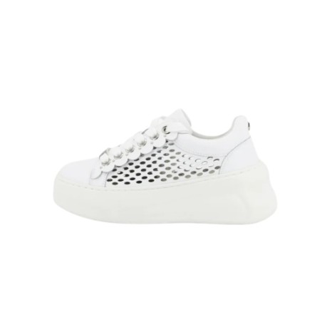 CULT NIRVANA 4676 LOW LEATHER Sneaker Donna Traforate Stringate White 