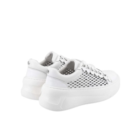 CULT NIRVANA 4676 LOW LEATHER Sneaker Donna Traforate Stringate White 