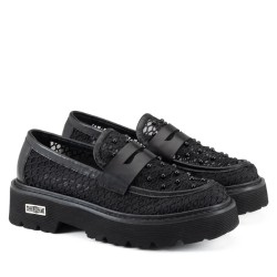 CULT 4695 SLASH Mocassino Donna Pelle e Mesh Con Accessorio Black 2