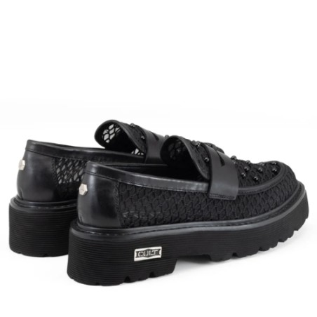 CULT 4695 SLASH Mocassino Donna Pelle e Mesh Con Accessorio Black