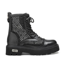 CULT SLASH 4696 MID W LEATHER  MESH Stivaletti Donna Stringati Black